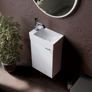 Подвесная тумба под раковину Sancos Mini MN35WL левая 35см белый глянец